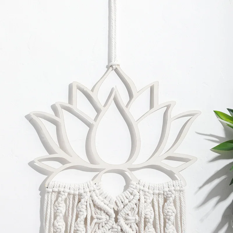 Lotus Macrame Wall Hanging Boho Macrame Dream Catcher Large Craft Ornament for Dorm Home Bedroom Apartment Room Decoration Gift