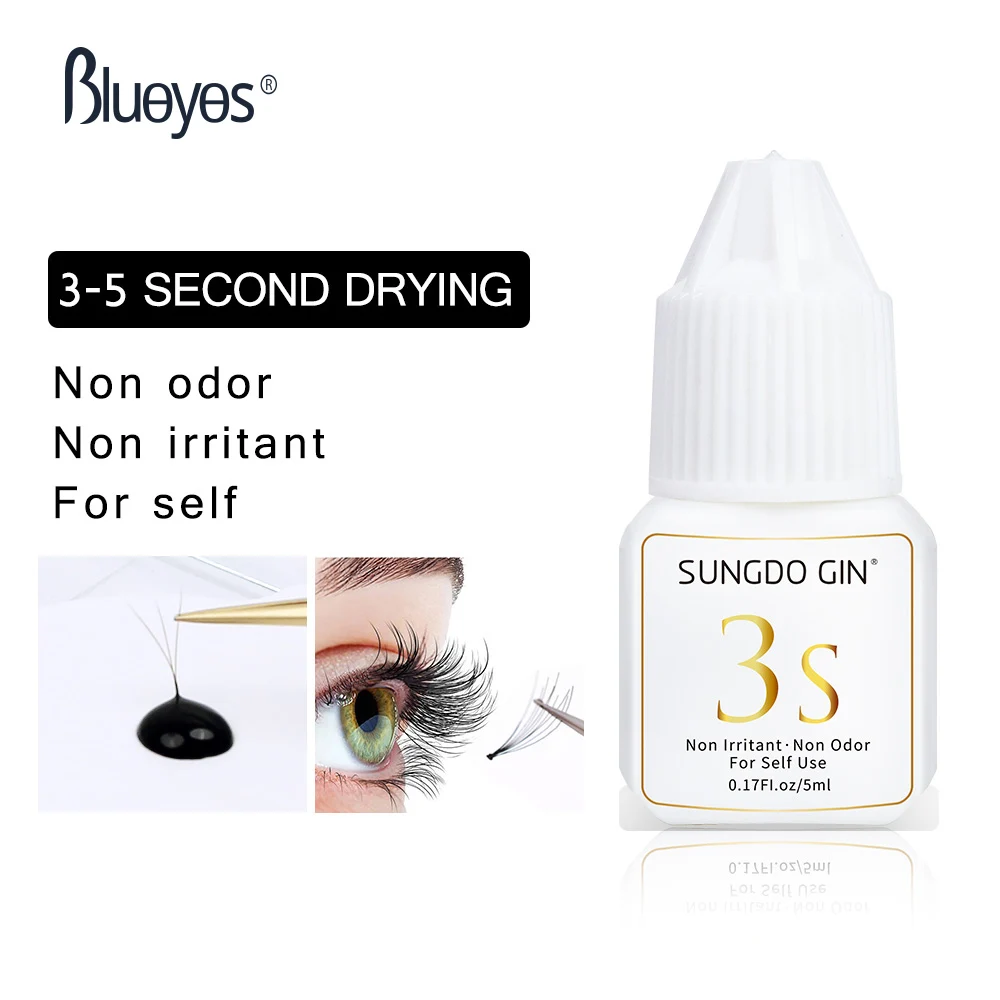 Eyelash Extension Glue 3S Fast Dry 5ml Black Lashes Adhesive No Odor No Irritant Open Eyes Use Makeup Tools False Eyelash Glue