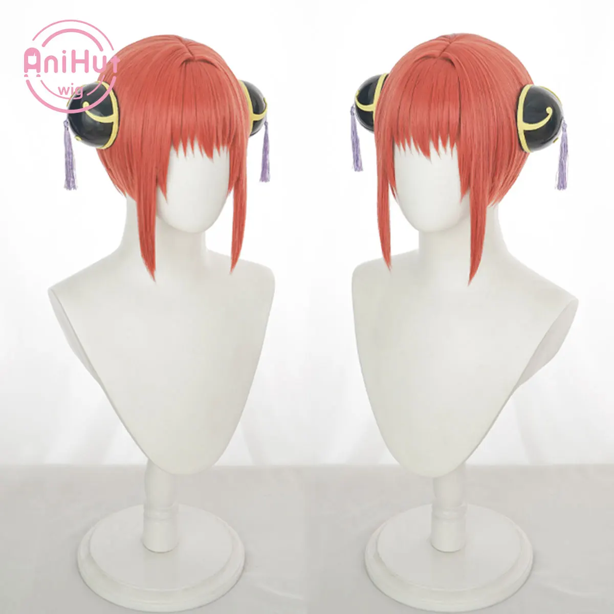 Kagura anime Gin Tama Two ver. orange【AniHut】Cosplay Wig headwear hair clips prop Heat Resistant Synthetic Cosplay Hair