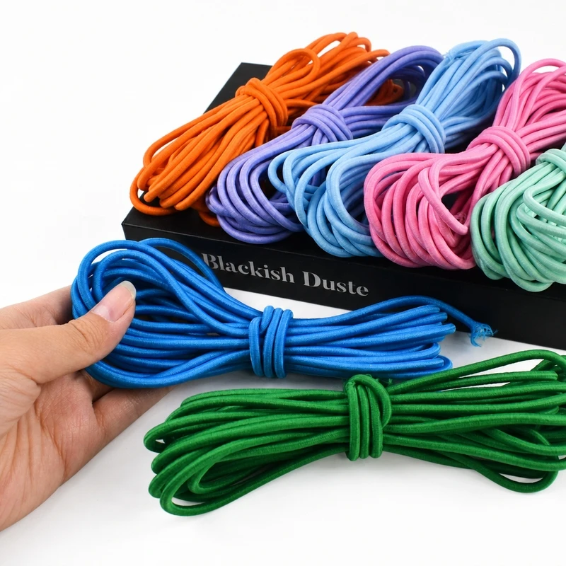 10/20/30/40/50M 4mm Multicolor Round Elastic Cord Rubber Rope for Hairband Hat Drawstring Apparel Belt Pants DIY Sewing Supplies