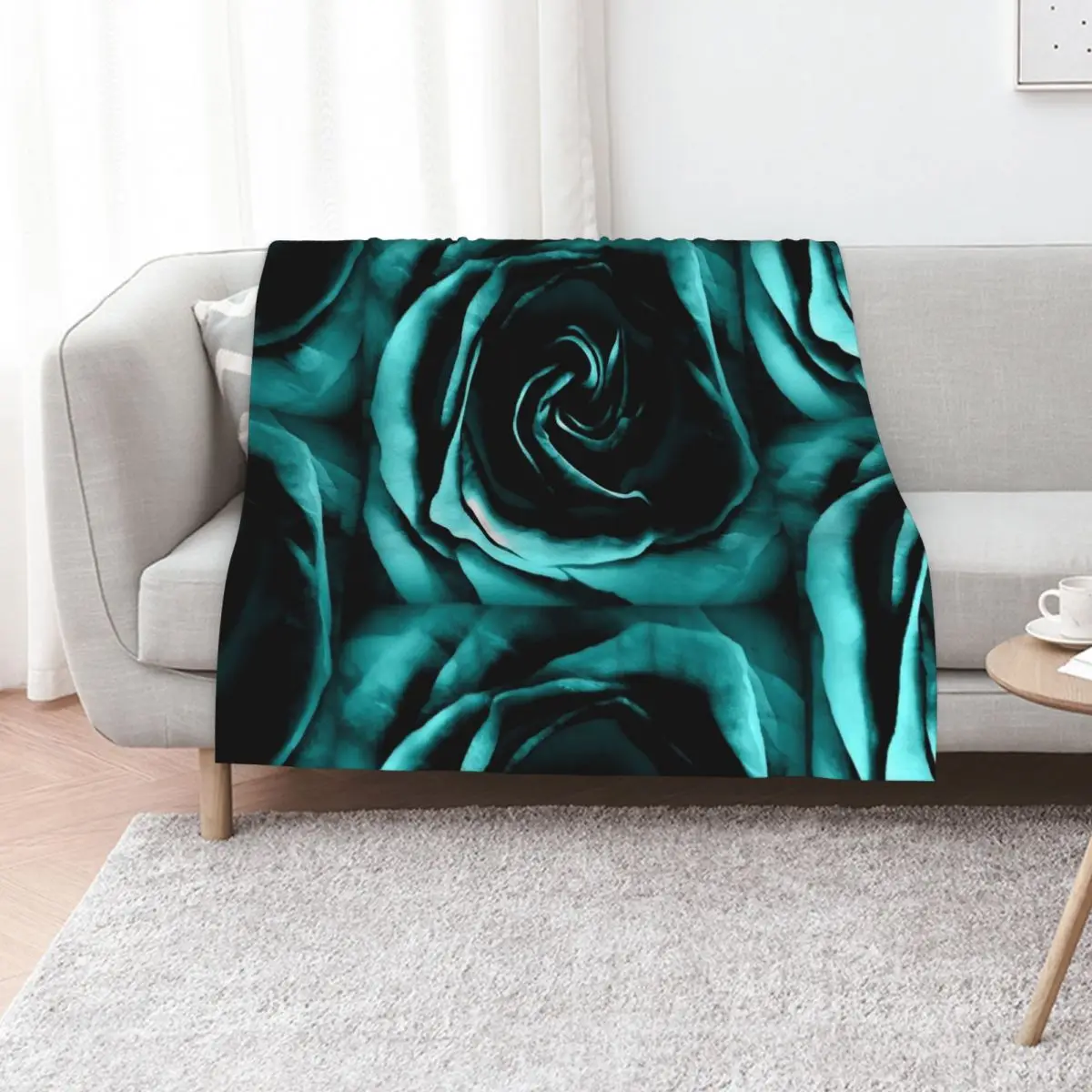 Teal Rose - Be still My Soul Throw Blanket Hairys Nap warm winter Camping Designers Luxury Blankets