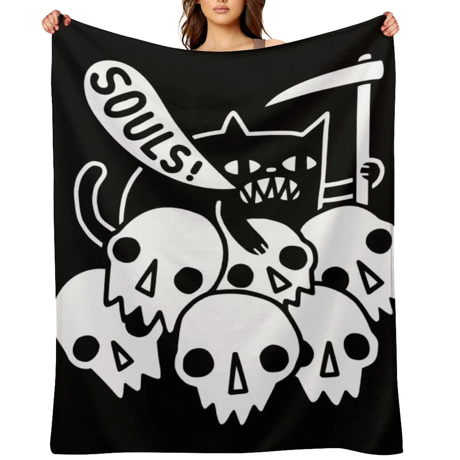 Cat Got Your Soul? Throw Blanket Luxury Designer Thin Multi-Purpose Nap Blankets