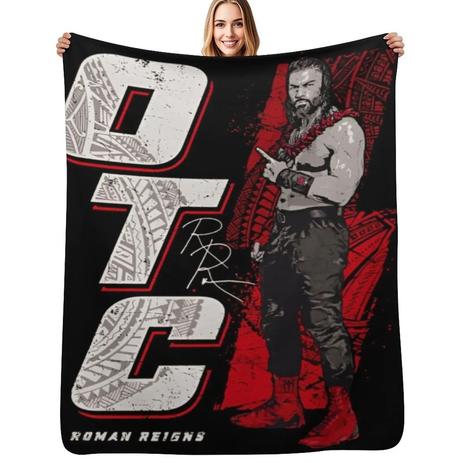 Roman Reigns OTC Throw Blanket Sofa Throw Thermal Soft Beds Multi-Purpose Luxury Designer Flannel Blankets