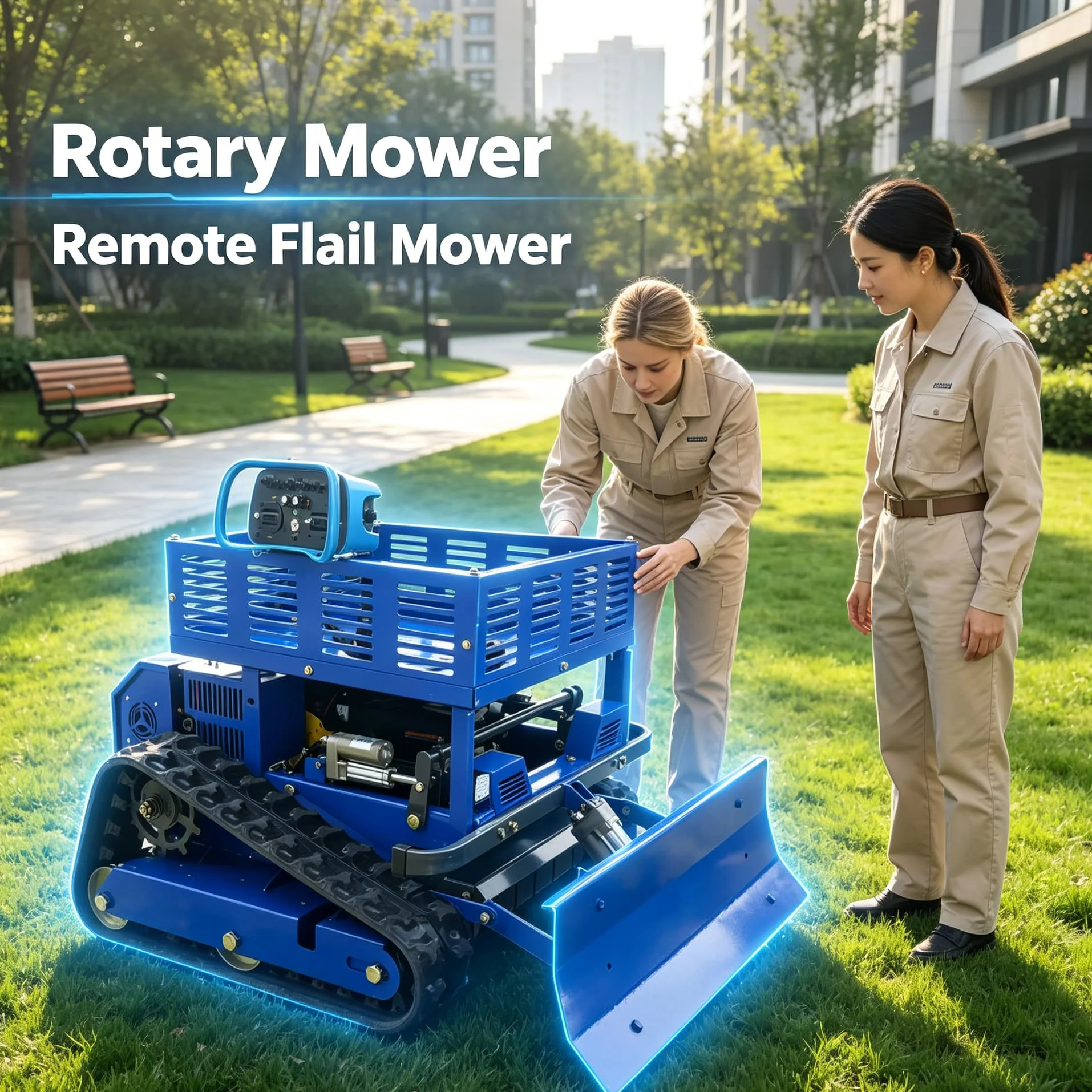 Customized Large Estate Garden 500 flail mower with storage Wireless Lawn Mower, Memory Function Saves Multiple Mowing Routes