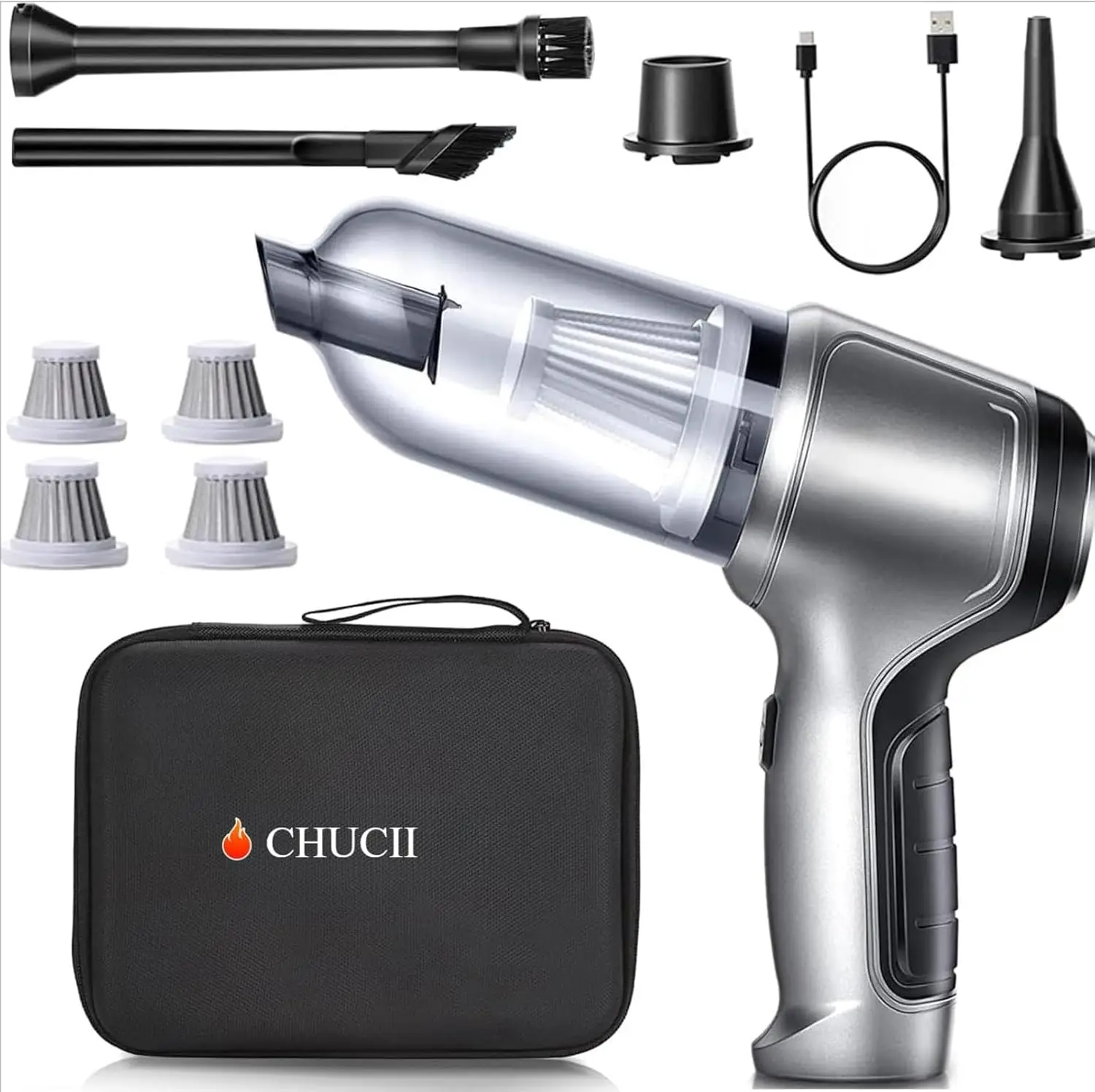 Car Vacuum Cleaner, 63000pa Portable Vacuum﻿, Rechargeable Handheld Vacuum Cleaner,TypeC, Rechargeable Vacuum for Car, Home, Pet