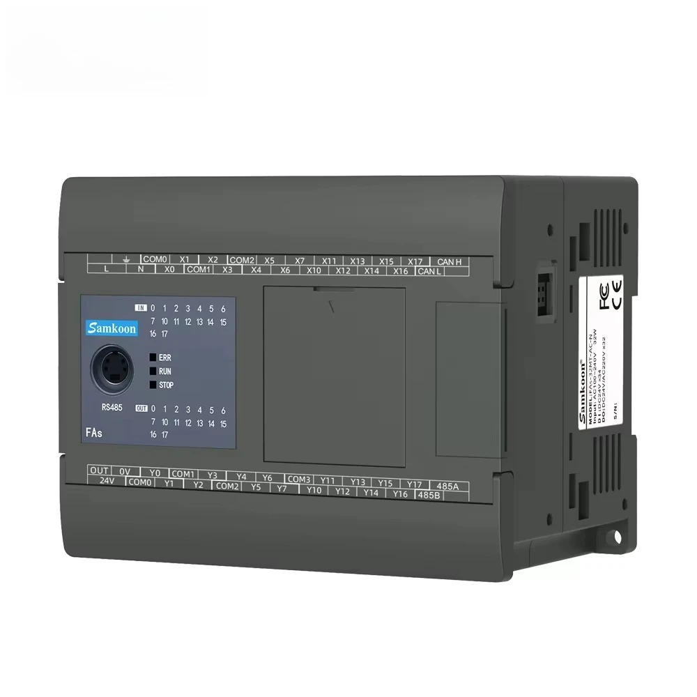 Samkoon Basic FAs-32MR-AC-E PLC Host 4 High-speed Pulses FAS Series Compact Industrial Logic Controller RS485/Ethernet 128K Step