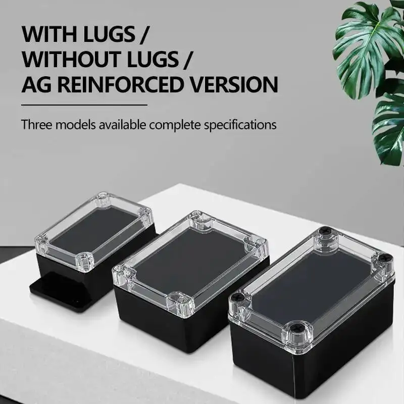 2pcs Transparent Cover Waterproof Junction Box Black Plastic Terminal Switch Box For Indoor Outdoor Security Camera Power Supply