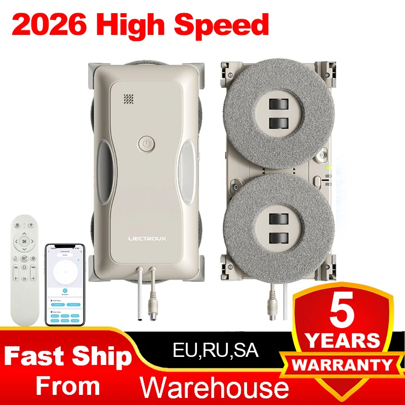 2026 NEW Window Vacuum Robot Cleaner LIECTROUX G8,High Speed Cleaning,Double Water Spray,Floating Scraping Tech,AI Navigation