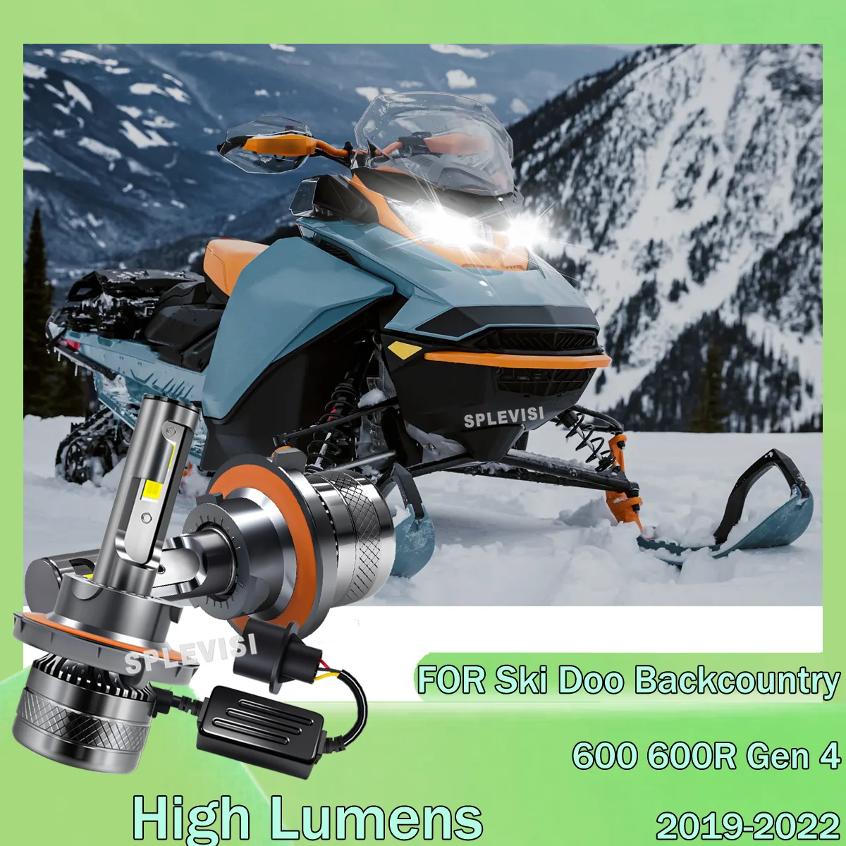 2-Yr Warranty LED Bulbs High Low Beam IP68 For Ski Doo Backcountry 600 600R Gen 4 2019-2022 Freeride Gen 4 850 Skidoo 2018-2022