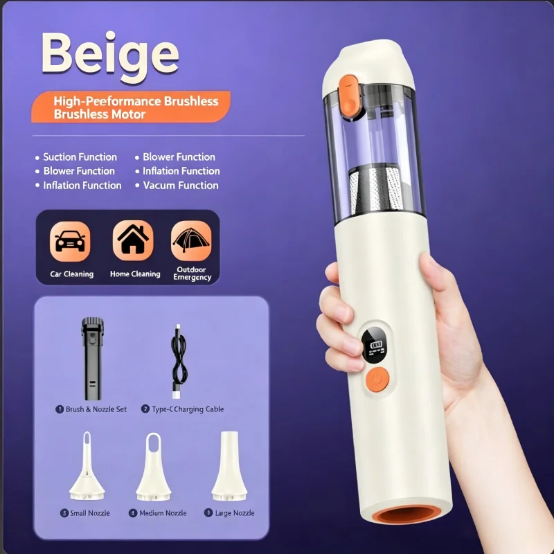 16000Pa Car Vacuum Cleaner Strong Suction Powerful Wireless Portable Car Cleaner for Home Appliance Air Blower Handheld Cordless