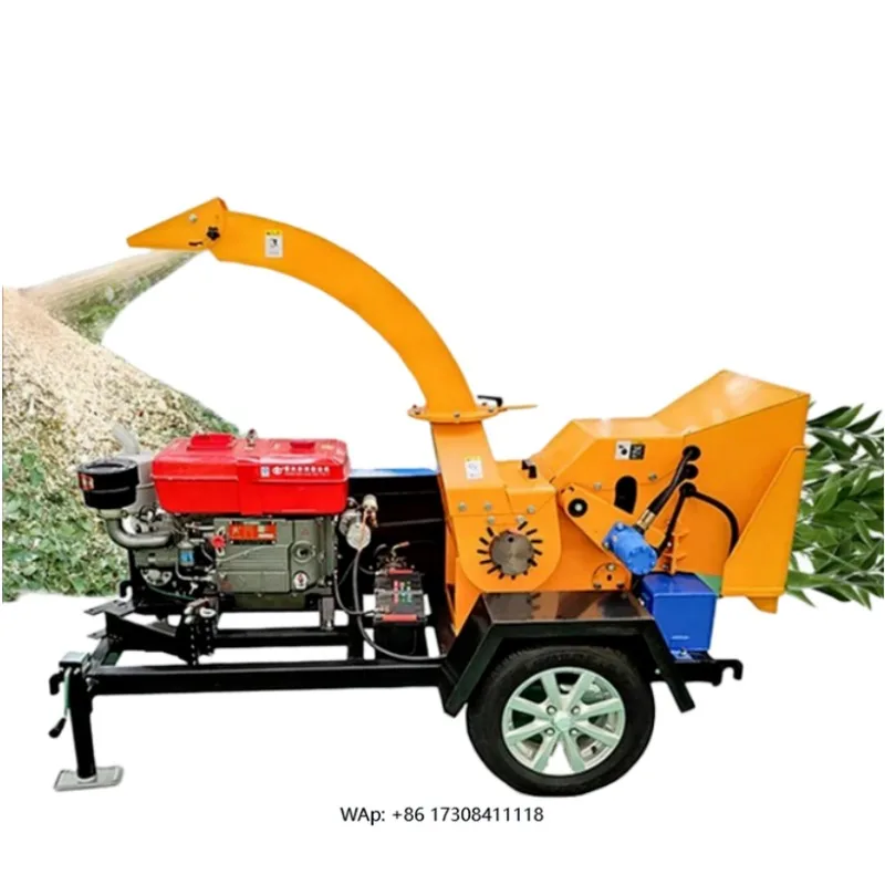 Wood Bark Crusher Machine 32hp 55hp 80hp 102hp Wood Chipper on Track Crawler Tree Brush Chipper Garden Tree Shredder