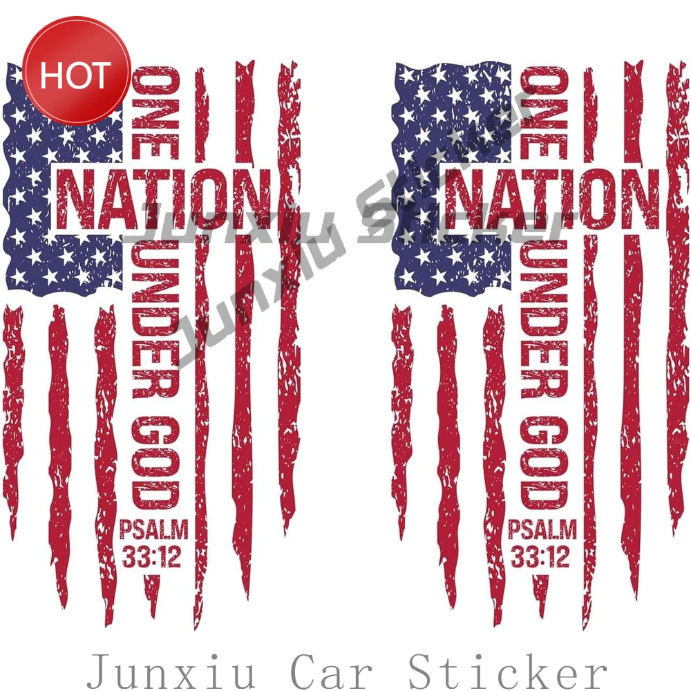 2 Pack One Nation Under God American Flag PVC Vinyl Sticker For Car Window And Luggage Heritage Theme Decoration Decal