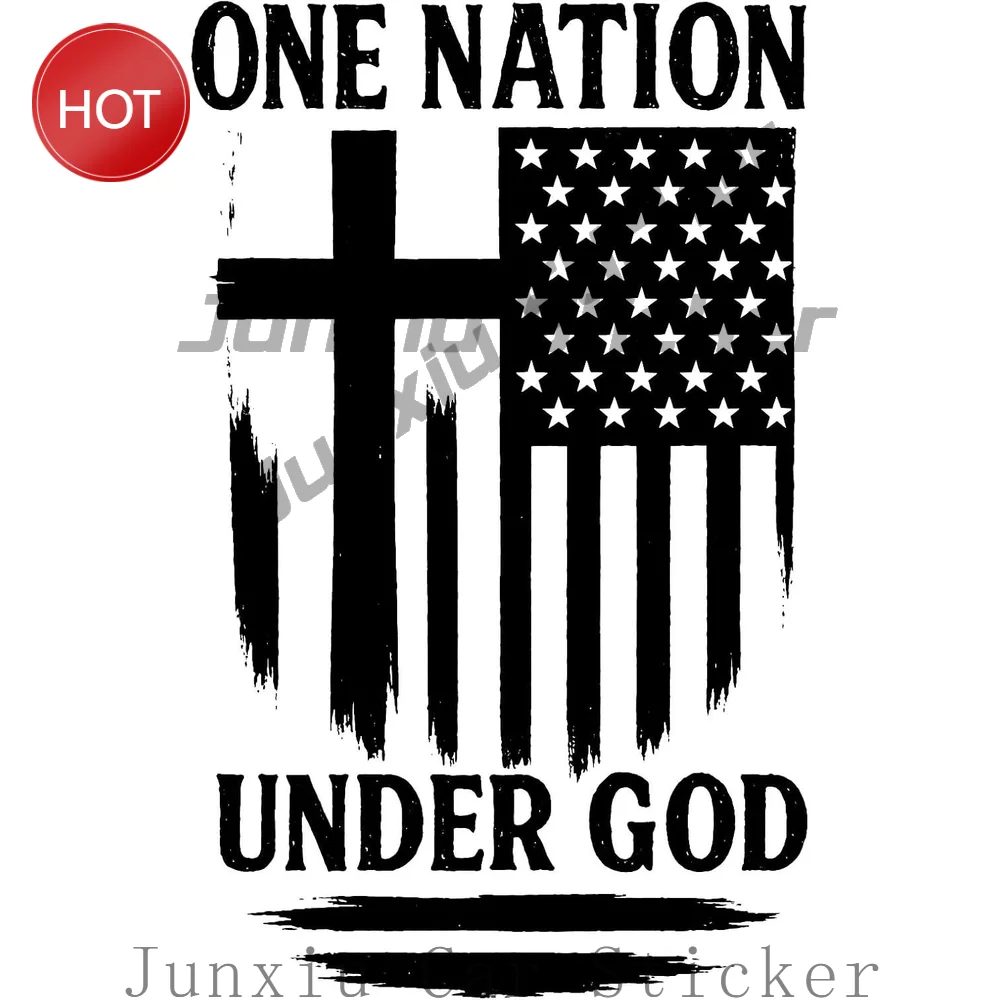 2 Pack One Nation Under God American Flag Weatherproof PVC Sticker For Car Body And Laptop Decorative Graphic Design Decal