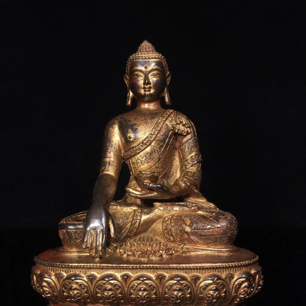 Exquisitely Crafted Statue of Shakyamuni Buddha with A Well-patinated, Antique Finish—perfect for Collectors and Home Decor