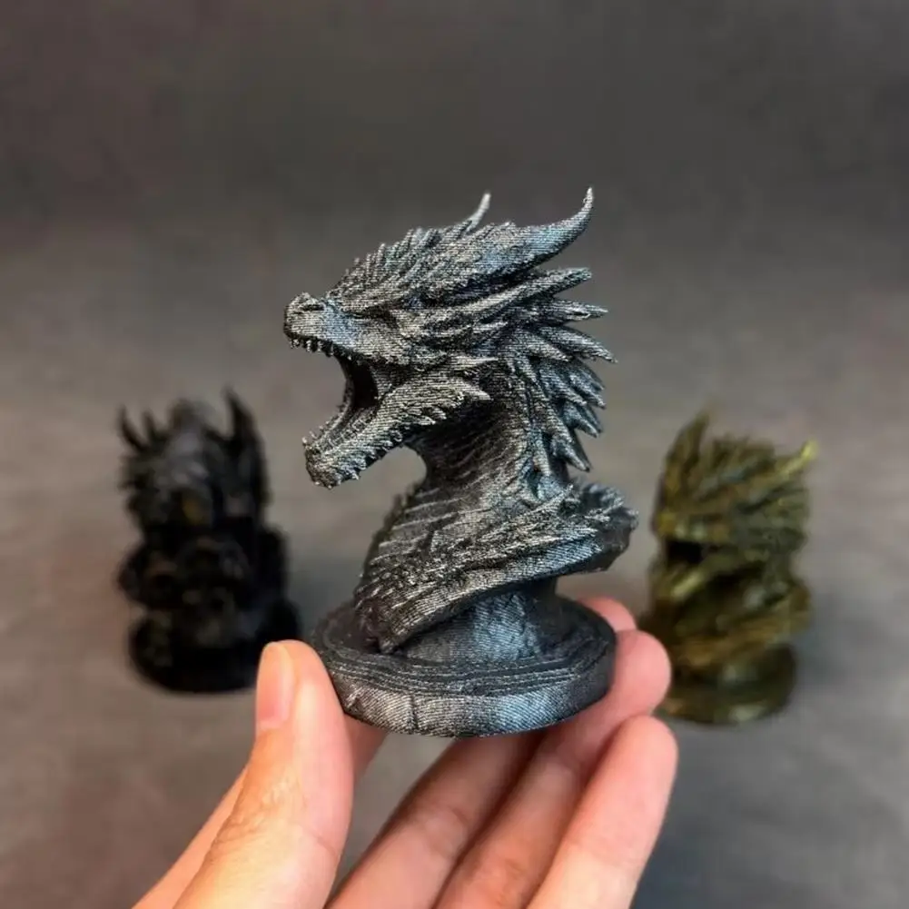 Dragon Scale Detailed Decor Dragon Head Figurine 3d Printed Sculpture Mythical Statue for Home Office Decor for Collectors
