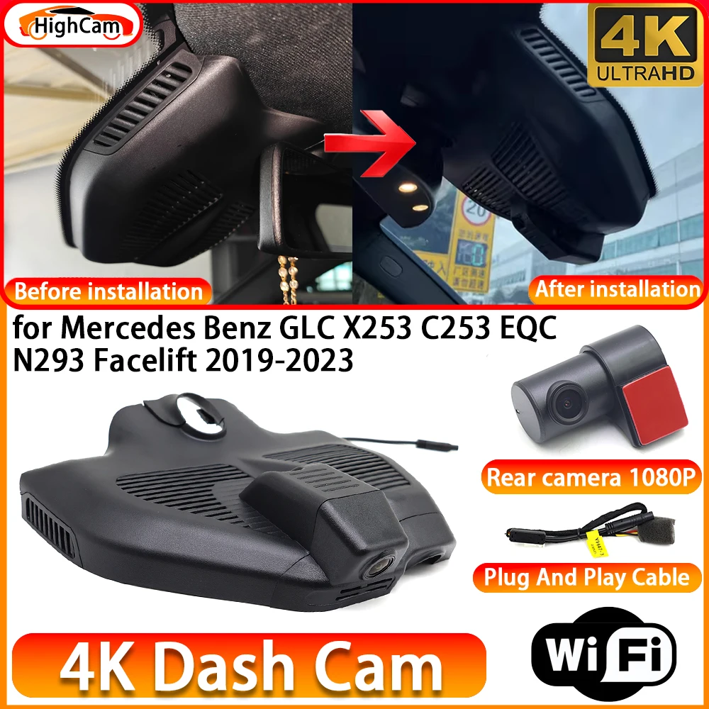 HighCam for Mercedes Benz GLC X253 C253 EQC N293 Facelift 2019-2023 OEM 4K DVR Dash Cam Front Rear Camera WiFi Video Recorder