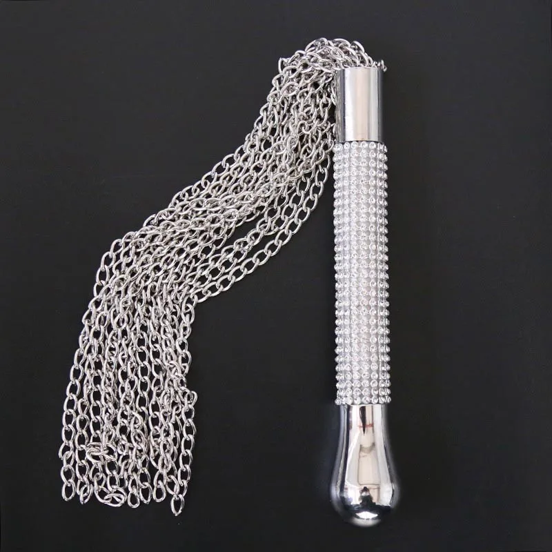 Sexy Rhinestone Whip Couples Handle Wave Metal Chain Spanking BDSM Bondage Flogger Flirting Sex Toy For Women And Men Adult Game