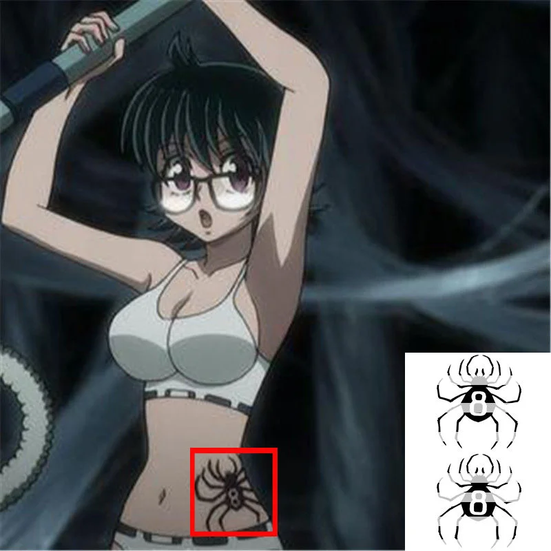 Anime Hunter X Hunter Temporary Tattoos Shizuku Spider 8 Big Size Tattoo Body Art Waterproof Fake Tatoo Sticker for Woman Men