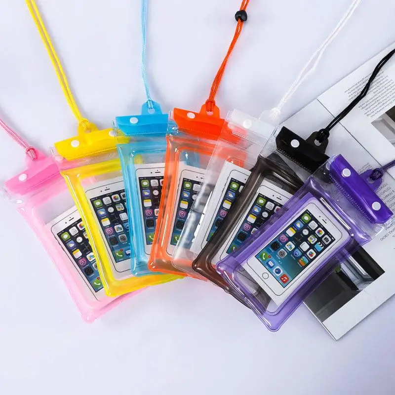 Triple fold mobile phone waterproof bag, airbag swimming rafting Velcro sealing protective diving cover can touch screen