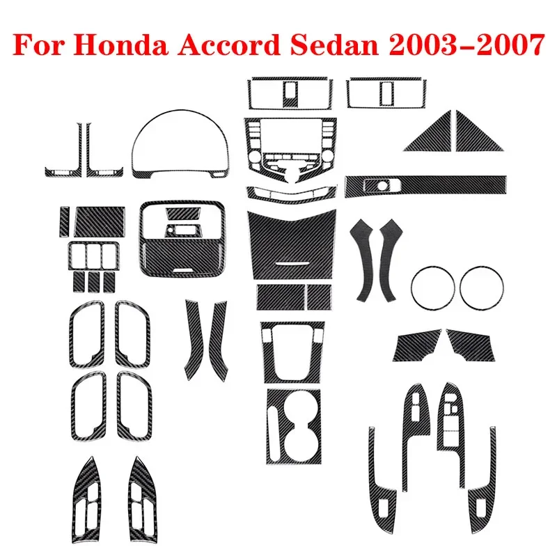 For Honda Accord Sedan 2003 2004 2005 2006 2007 Car Interior Decorative Accessories Carbon Fiber Black Stickers Various Parts