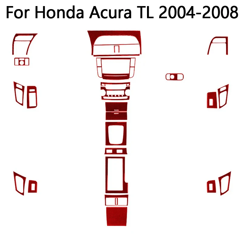 For Honda Acura TL 2004 2005 2006 2007 2008 Carbon Fiber Car Red Various Parts Stickers Interior Decorative Accessories