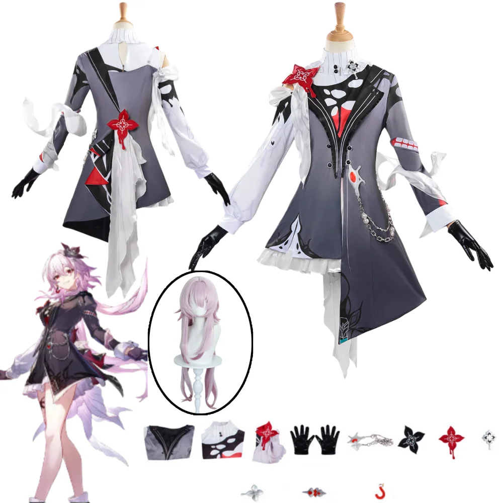 Game Honkai Star Rail March 7th Cosplay Costume Full Set Wig Outfit Uniform Evernight March 7th Cosplay Role Play Suits