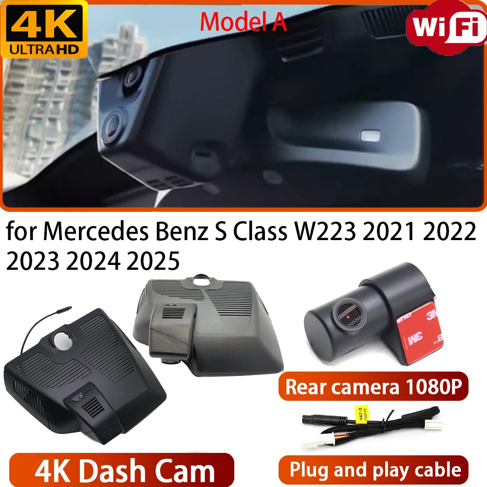 for Mercedes Benz S Class W223 2021 2022 2023 2024 2025 Video Recorder 4K Lens DVR Dash Cam Wifi OEM Camera 170° Wide Angle