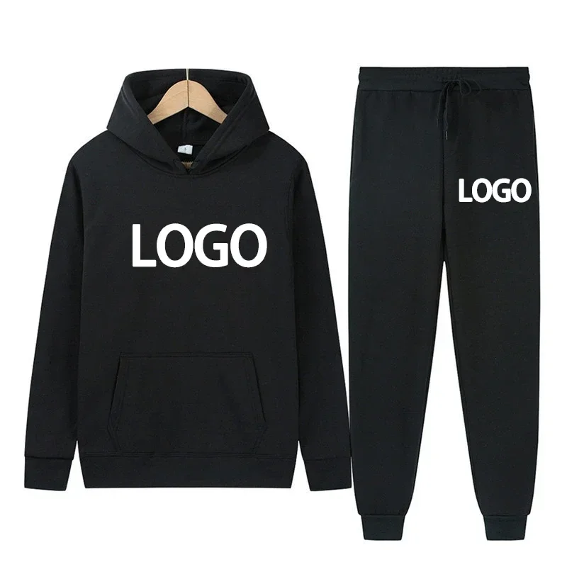 Custom Printed Unisex Tracksuit Men Women Hooded Sweatshirt & Jogger Pants Casual Sports Long Sleeve Hoodies Set