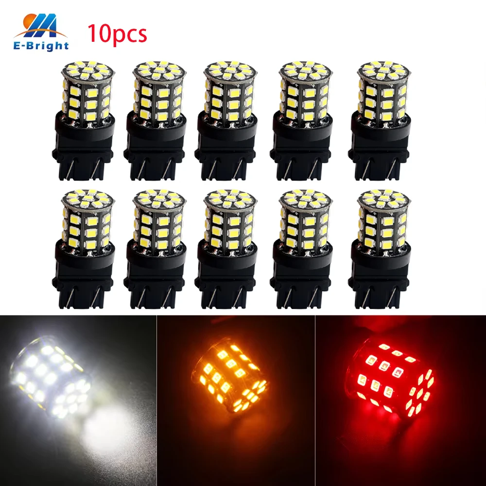 YM E-Bright 10pcs T25 3157 P27/5W 2835 33 SMD Auto Bulbs Red White Amber Blue 12V DC LED Car Lights Turn Lamps 660Lm