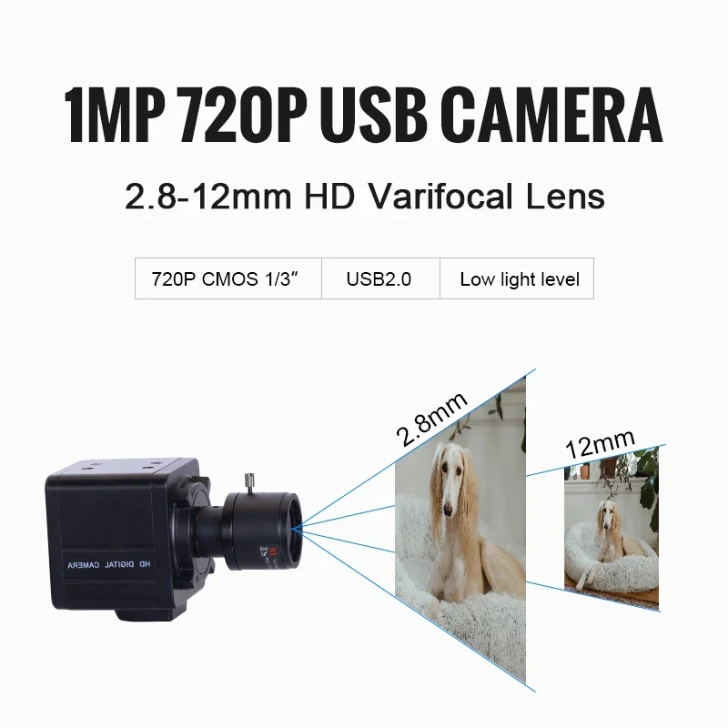 New 5400 720P 2.8-12mm Zoom Lens HD USB Camera Industrial Vision CMOS UVC Low Light Level for Video Conference
