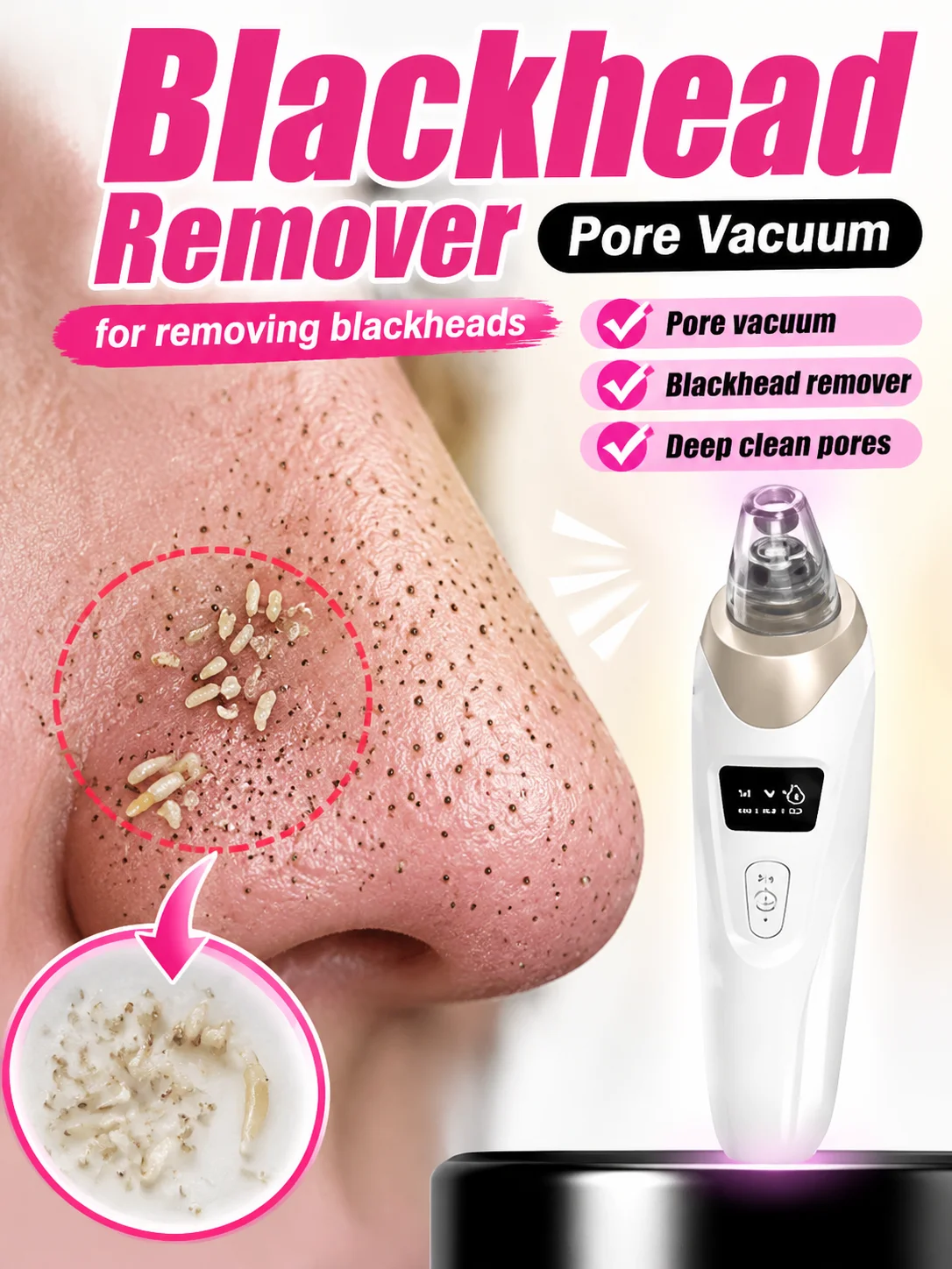 Electric Pore Vacuum Blackhead Remover for Removing Blackheads, Professional Facial Skin Pore Extractor Suction Machine