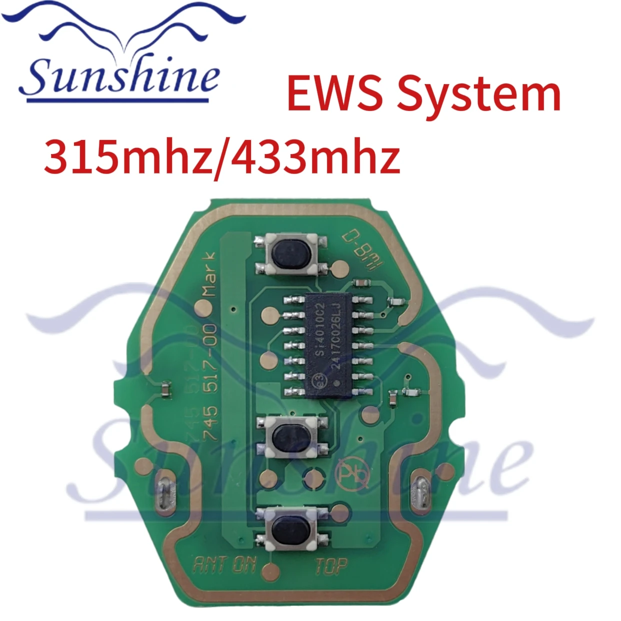 Sunshine Replacement Remote Circuit Board 315/433MHz For BMW 3 5 X Series 7S E38 E39 E46 EWS System 3 Buttons Keyless Entry Key