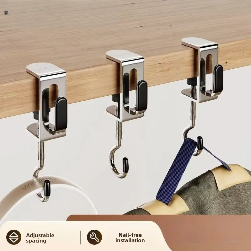 304 stainless Desk Edge Hook Gaming Headset Desk Hanger Backpack Storage Hanging Hook Holder Punch-free Home Office Organizer