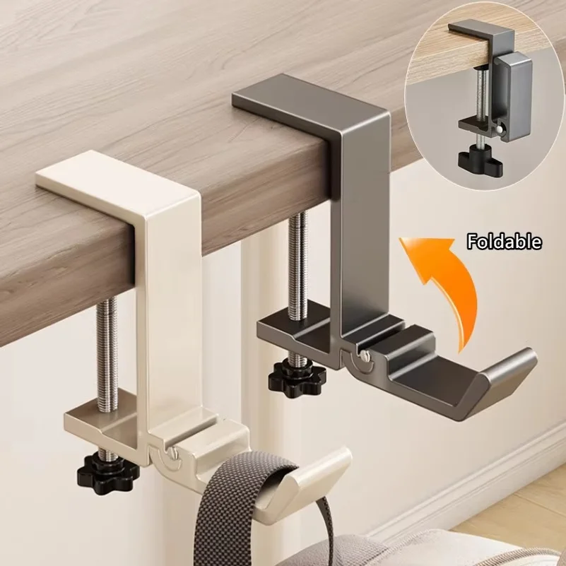 1/2pcs Adjustable Foldable Desk Edge Hook Gaming Headset Desk Hanger Backpack Storage Hanging Hook Holder Punch-free Hook Rack