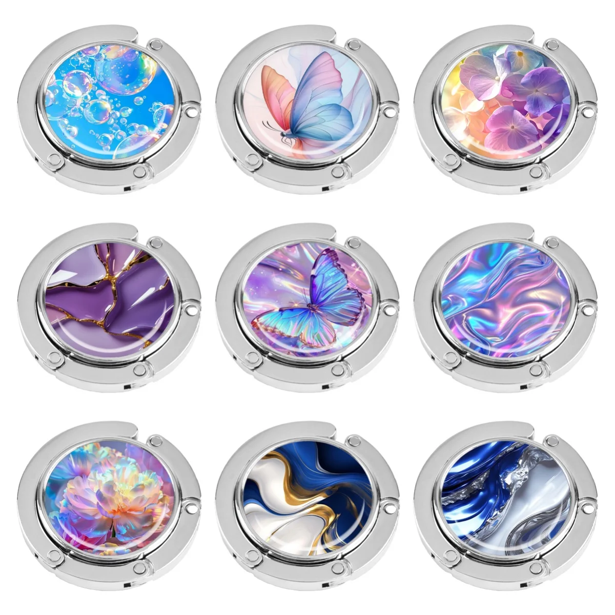 Butterfly Handbag Hooks Marble Folding Metal Table Bag Holders Portable Purse Hanger Accessories Multipurpose Non-Slip Hooks