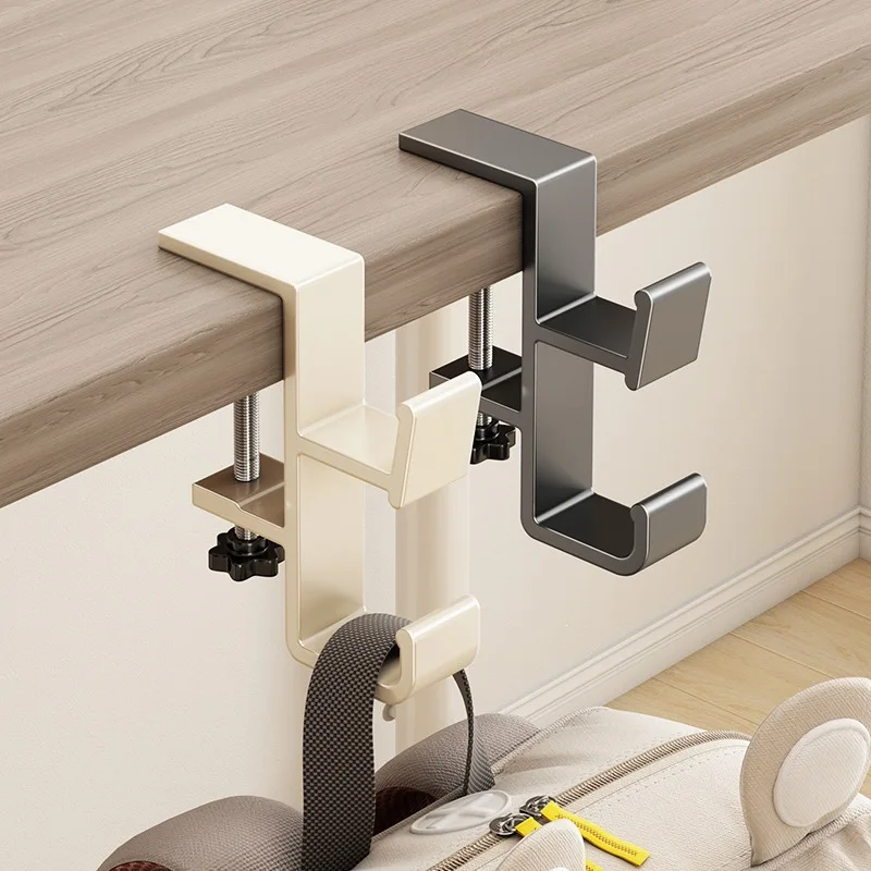 2PCS Desk Edge Hook Adjustable Punch-free Hanging Bag Hanger Removable Handbag Holders Multi-functional Table Hook Organizer