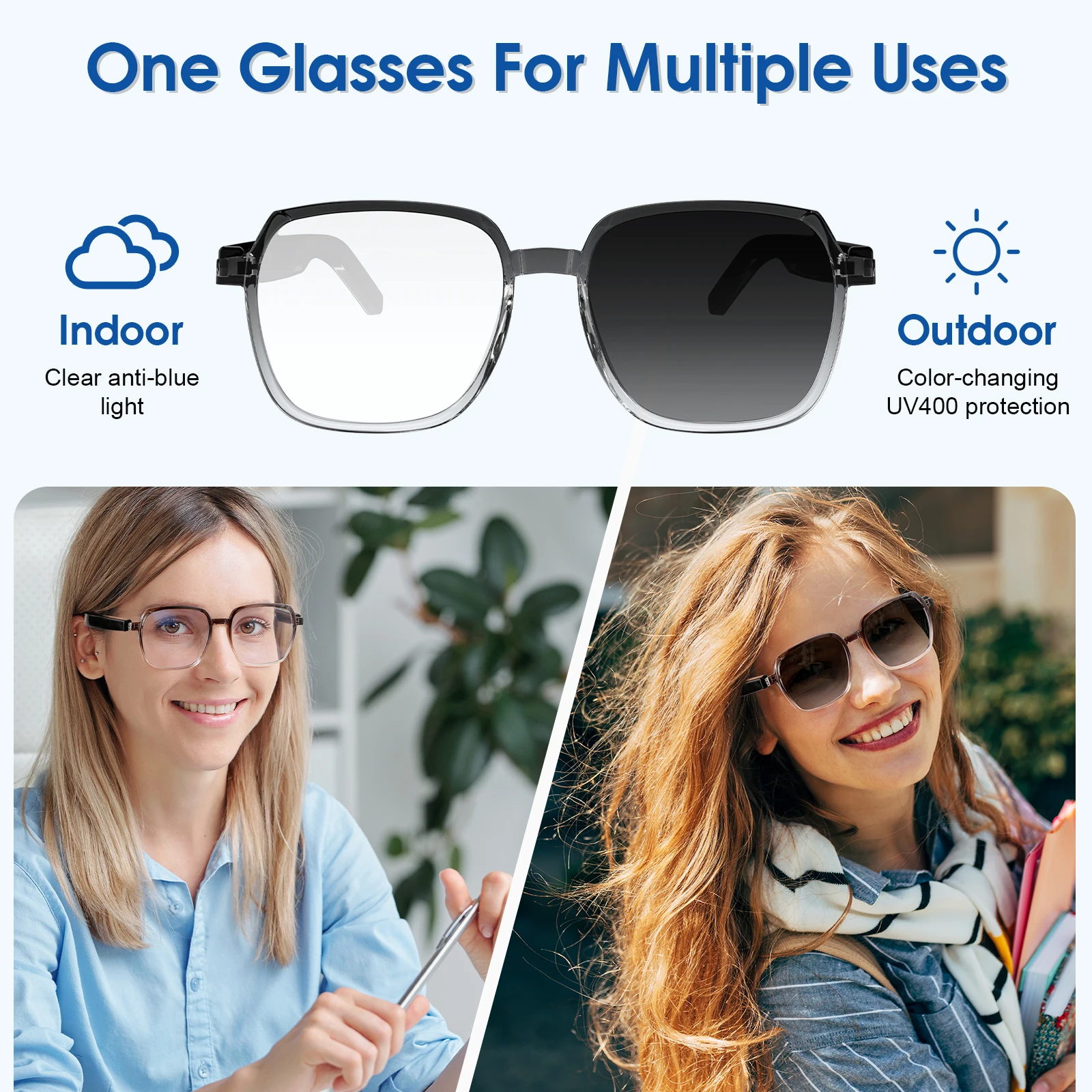 M10 ProC New Intelligent Bluetooth AI Glasses 8KHD With Anti-blue Light For Listen Music Driving Voice Assistant Control