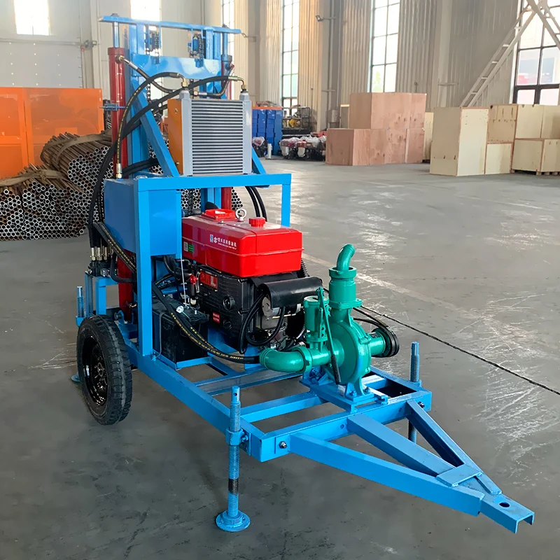 Customized Hydraulic Water Well Drilling Rig Diesel Powered Wheel Crawler Type High Quality Efficient 22HP 100m Drilling