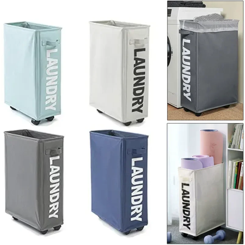 Laundry Basket with Wheels Large Capacity Yoga Mat Storage Basket Multifunctional Foldable Waterproof Dirty Clothes Storage Bag