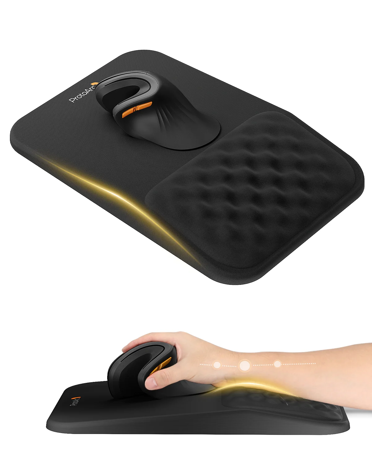 ProtoArc Ergonomic Mouse Pad with Wrist Support, 8° Slope & Massage Points, Lycra Non-Slip Memory Foam Large Mousepad for Office