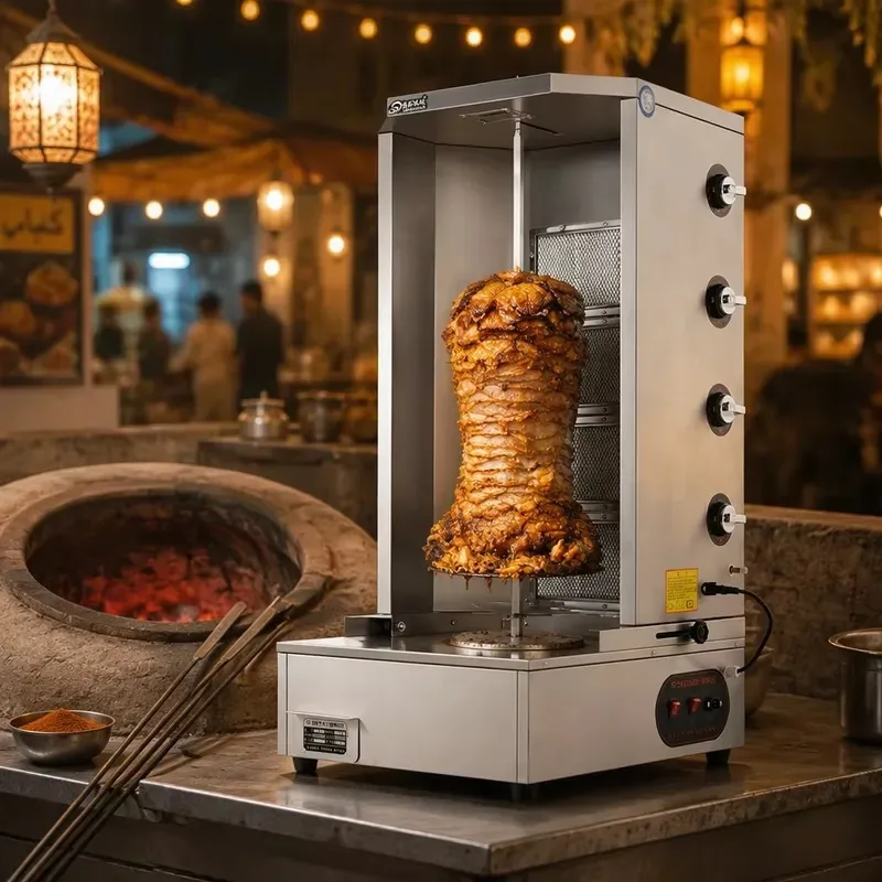 Countertop Three Rod Rotisserie Oven Dual Fuel Gas/Electric Digital Touchscreen Easy Clean Stainless Steel Body for Fast Food