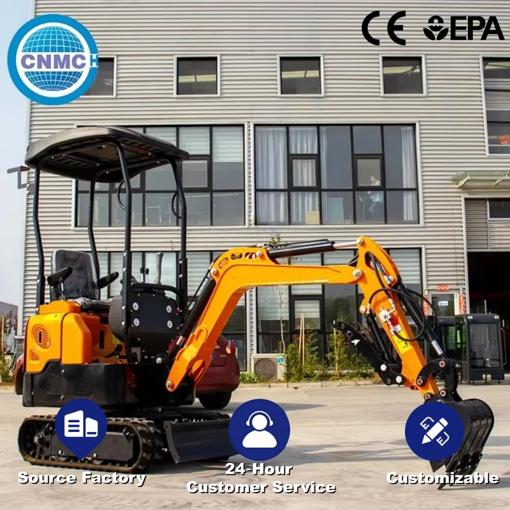 1 Ton Compact Mini Excavator Crawler Excavator Mini Digger Customizable Portable Full Accessories EPA Certified Farm Garden Use