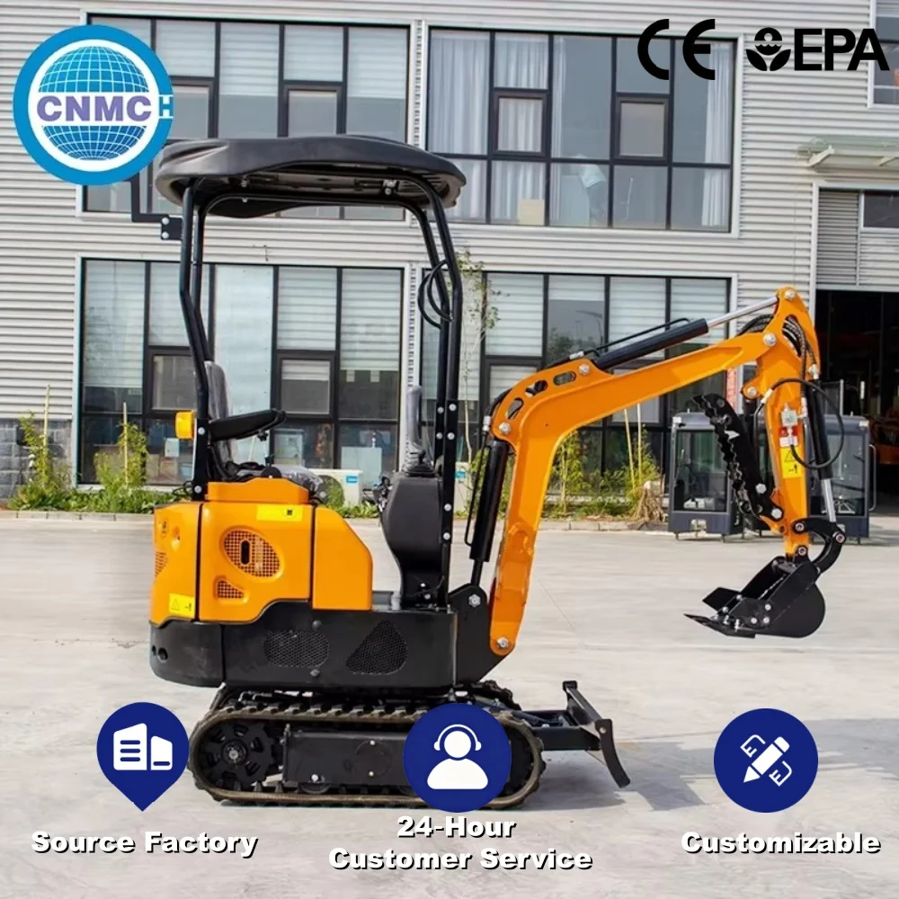 1 Ton Mini Excavator Compact Crawler Excavator Mini Digger Customizable Portable Full Accessories EPA Certified Farm Garden Use