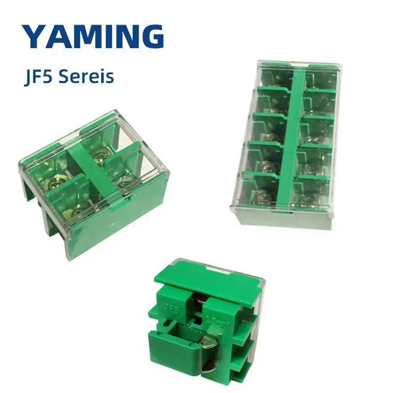 3pcs JF5 Series Brass Terminal Blocks 660V 10A 25A 32A 40A Universal DIN Rail Mounted Wire Dual Row Connector