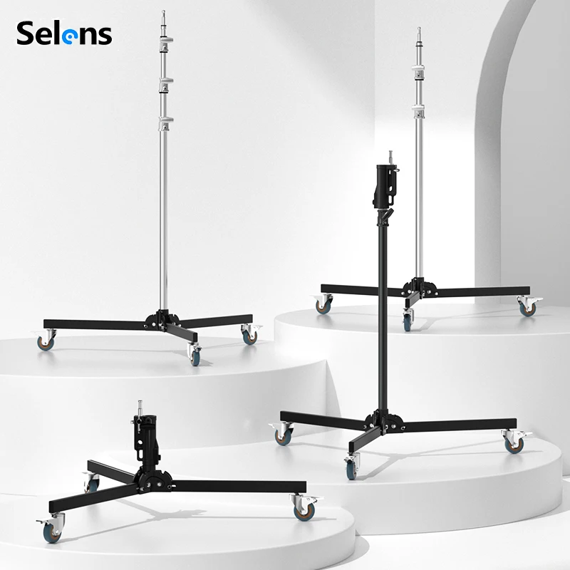 Selens Professional Heavy Duty Stainless Steel Light Stand Tripod with Caster for Photography Softbox Flash LED Light Live