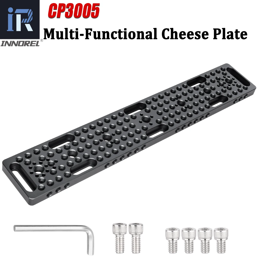 INNOREL CP3005 30*5cm Multi-Functional Cheese Plate,Switching Mounting Plate with Built-in ARRI Locating Holes for Camera Tripod
