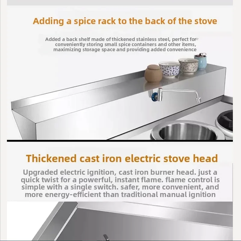 Stainless Steel Fierce Fire Stove Commercial Restaurant Frying Stove with Flameout Protection Liquefied Gas Cooktop Customized