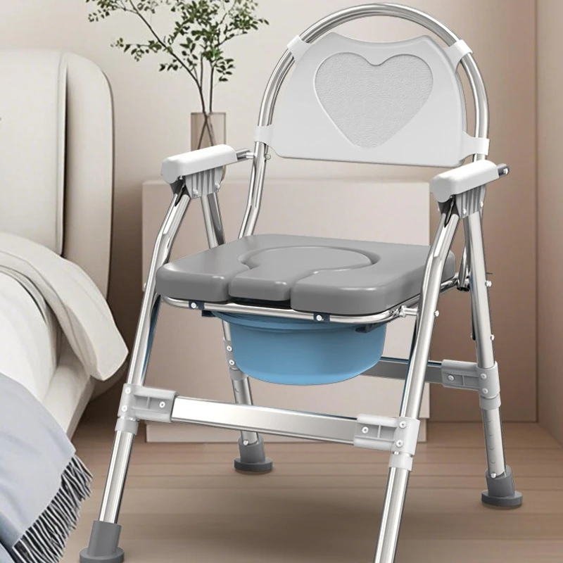 Foldable Home Elderly Toilet Seat Chair Stable Non Slip High Carbon Steel No Drilling Easy Installation Aging Friendly Commode