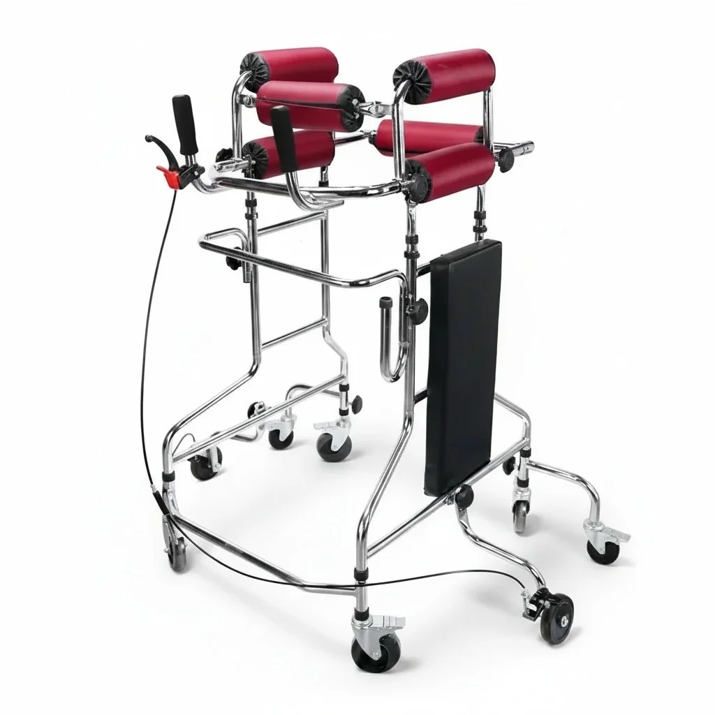 Mobility Walking Frame, High-Carbon Steel Rehabilitation Walker, Heavy Duty Standing Frame for Elderly Hemiplegia Aid
