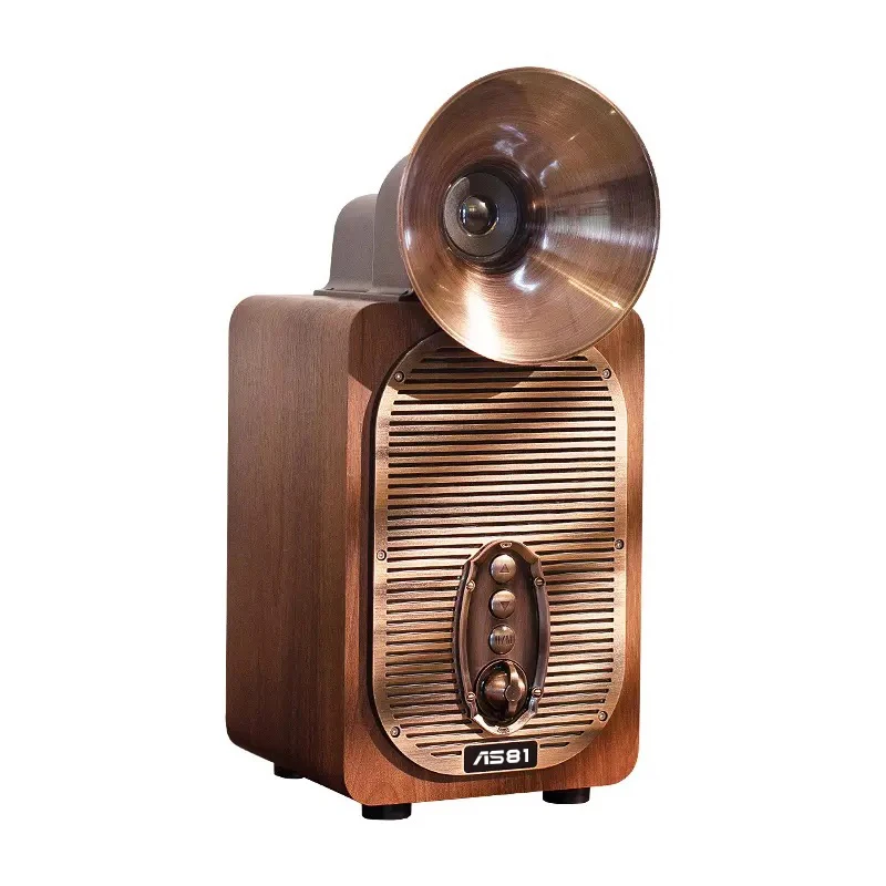 Retro Wood Wireless Speaker 4000mAh Rechargeable for 30W USB Loud Multi-functional Portable